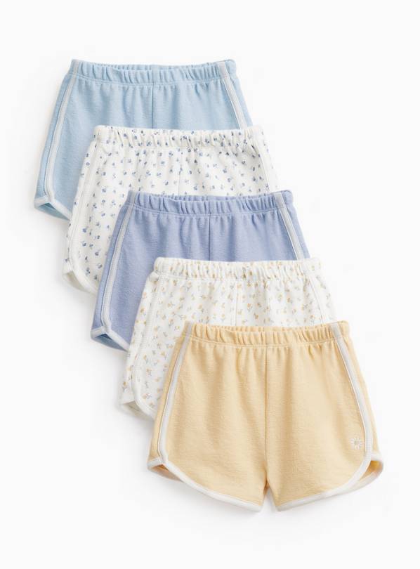 Blue & Floral Print Retro Style Shorts 5 Pack 6-9 months